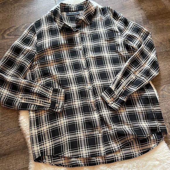 The Kooples Plaid Silk Button Down Blouse - Picture 2 of 9